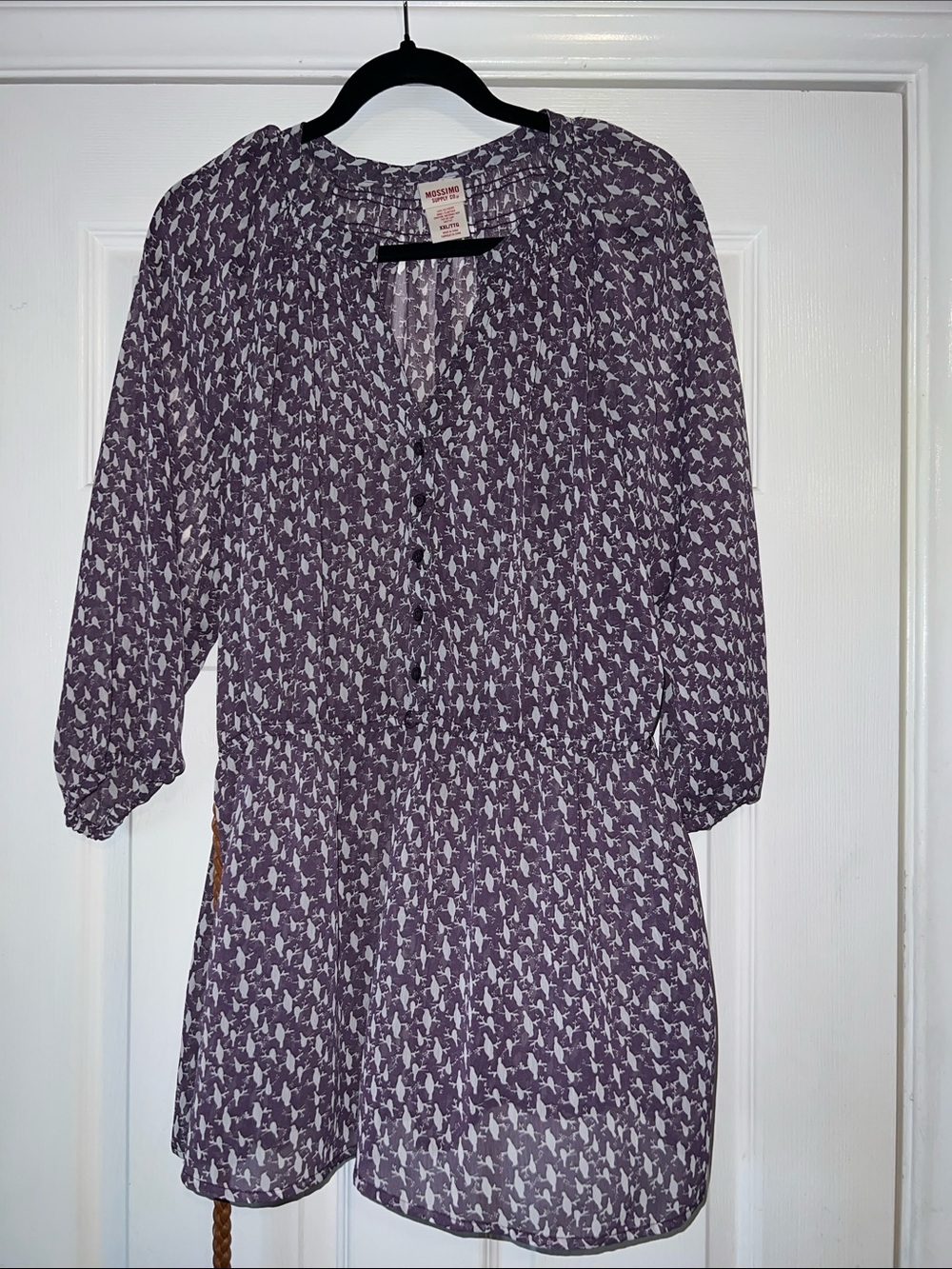 Mossimo Supply Co. Purple and White Printed Blouse XXL